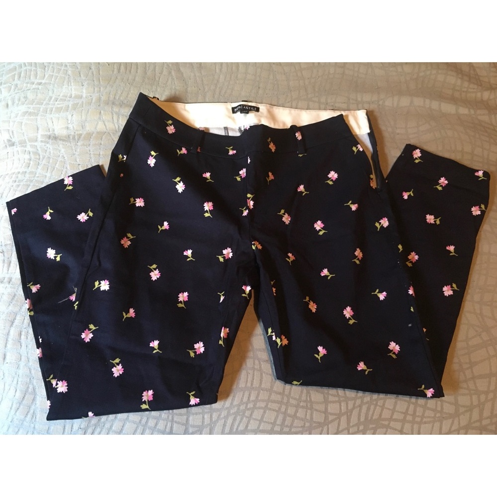 J Crew Winnie Pant in Navy Ditsy Daisy